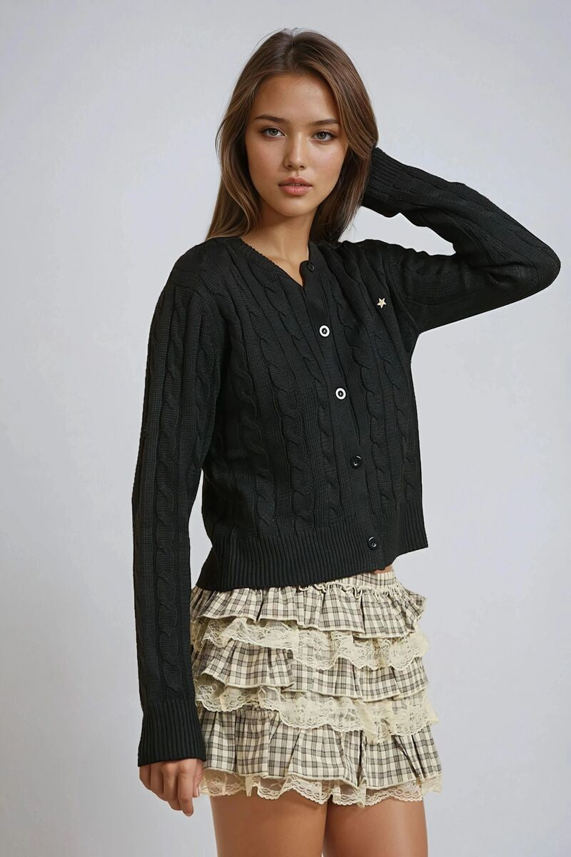Cable Button-Up Cardigan Sweater