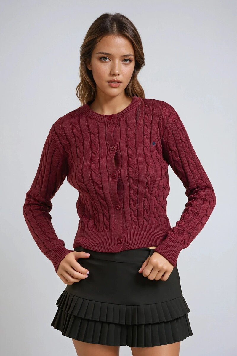 Cable Button-Up Cardigan Sweater