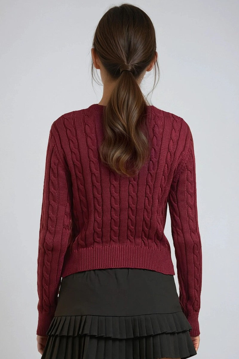 Cable Button-Up Cardigan Sweater
