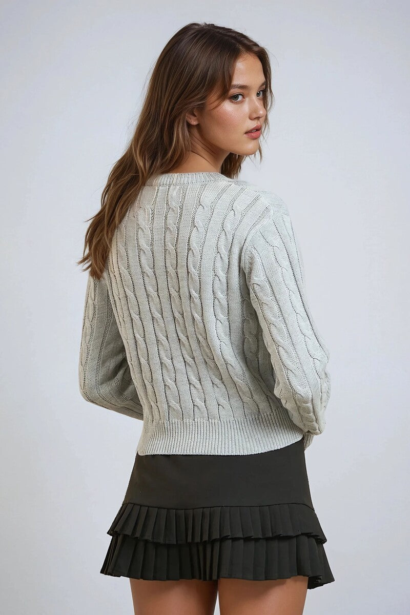 Cable Button-Up Cardigan Sweater