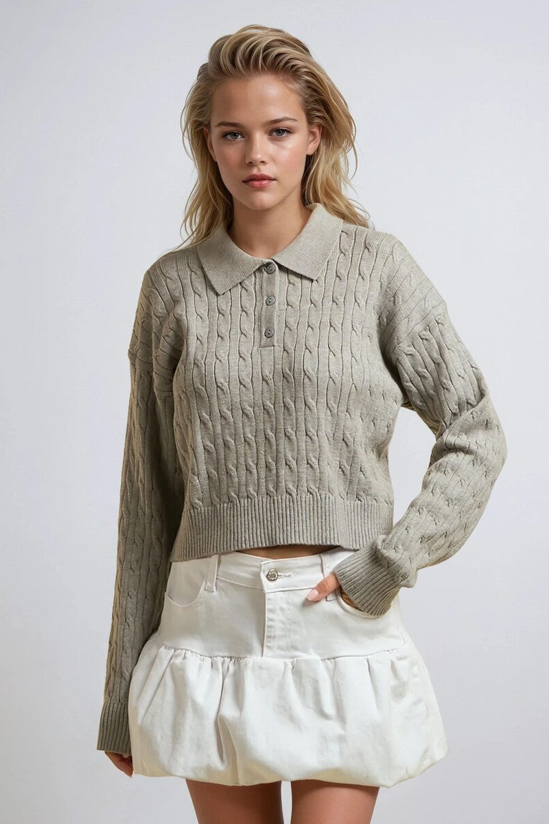Cable Knit Collared Sweater