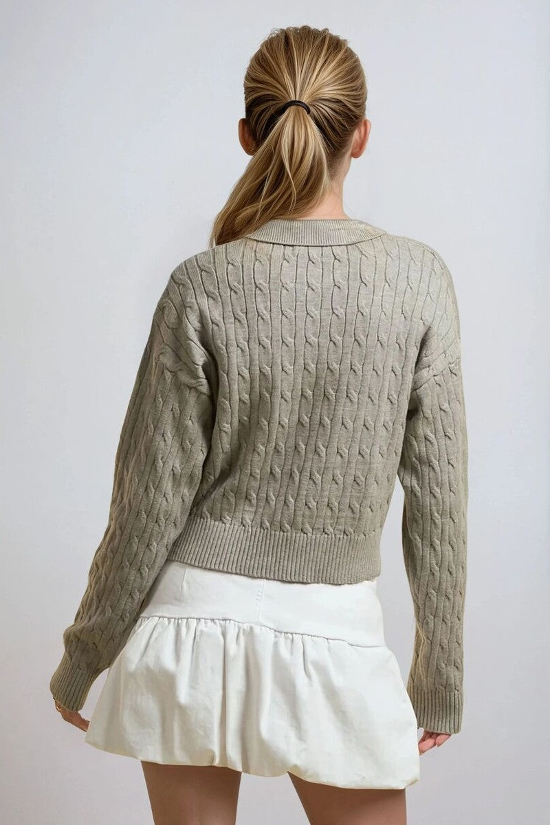 Cable Knit Collared Sweater