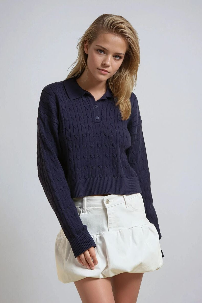 Cable Knit Collared Sweater