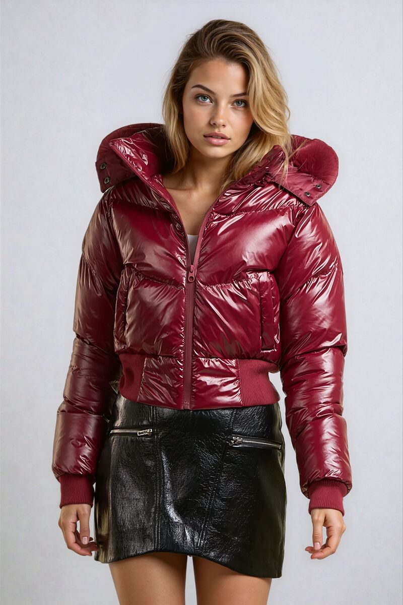 Shiny Hooded Puffer Jacket
