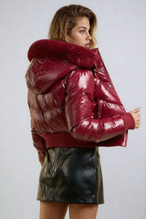 Shiny Hooded Puffer Jacket