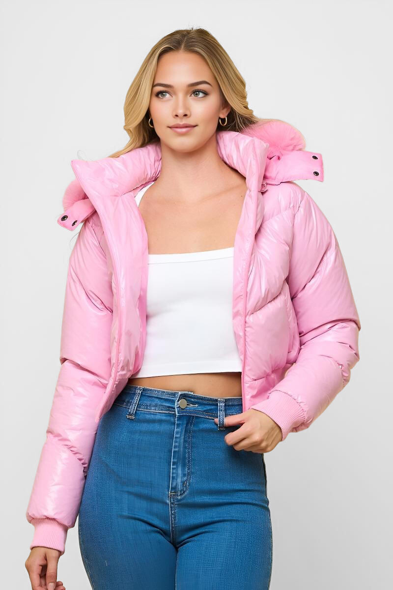 Shiny Hooded Puffer Jacket