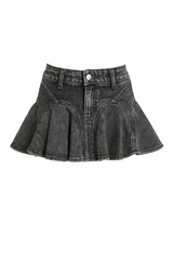 Denim Flounce Mini Skirt