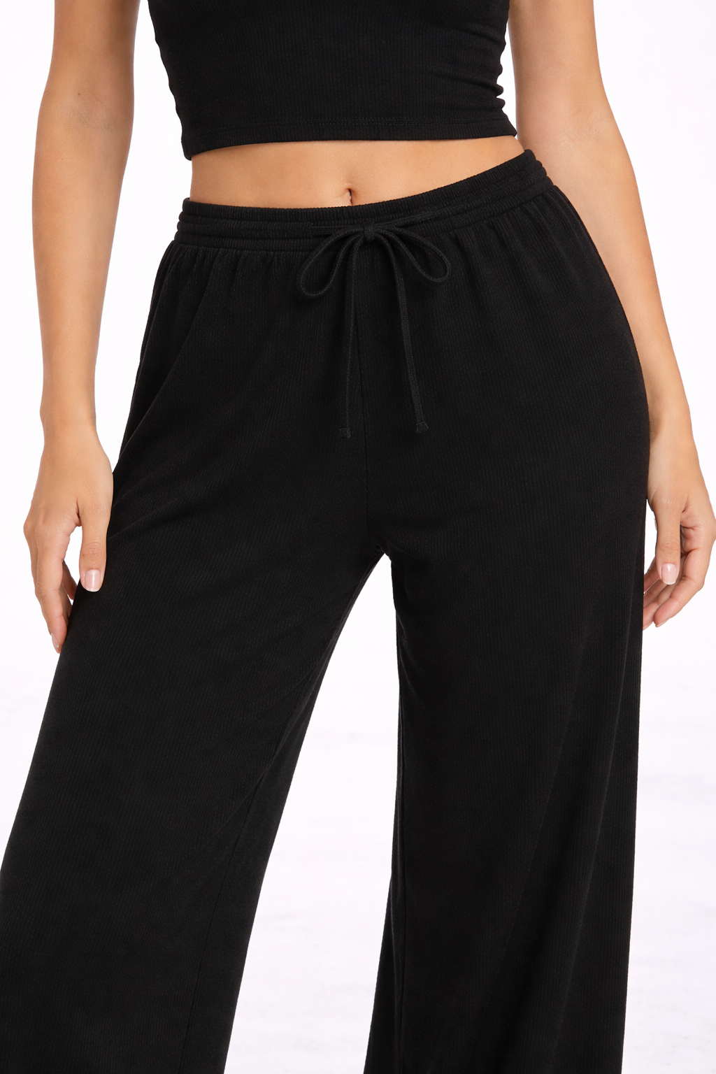 Ribbed Sweater-Knit Pajama Pant