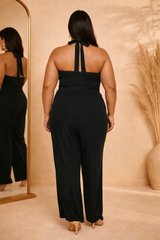 Plus Size Halter Wide-Leg Jumpsuit