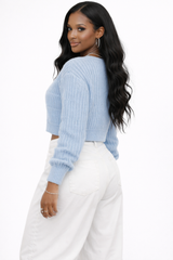 Ribbon Bow Cropped Cardigan Sweater