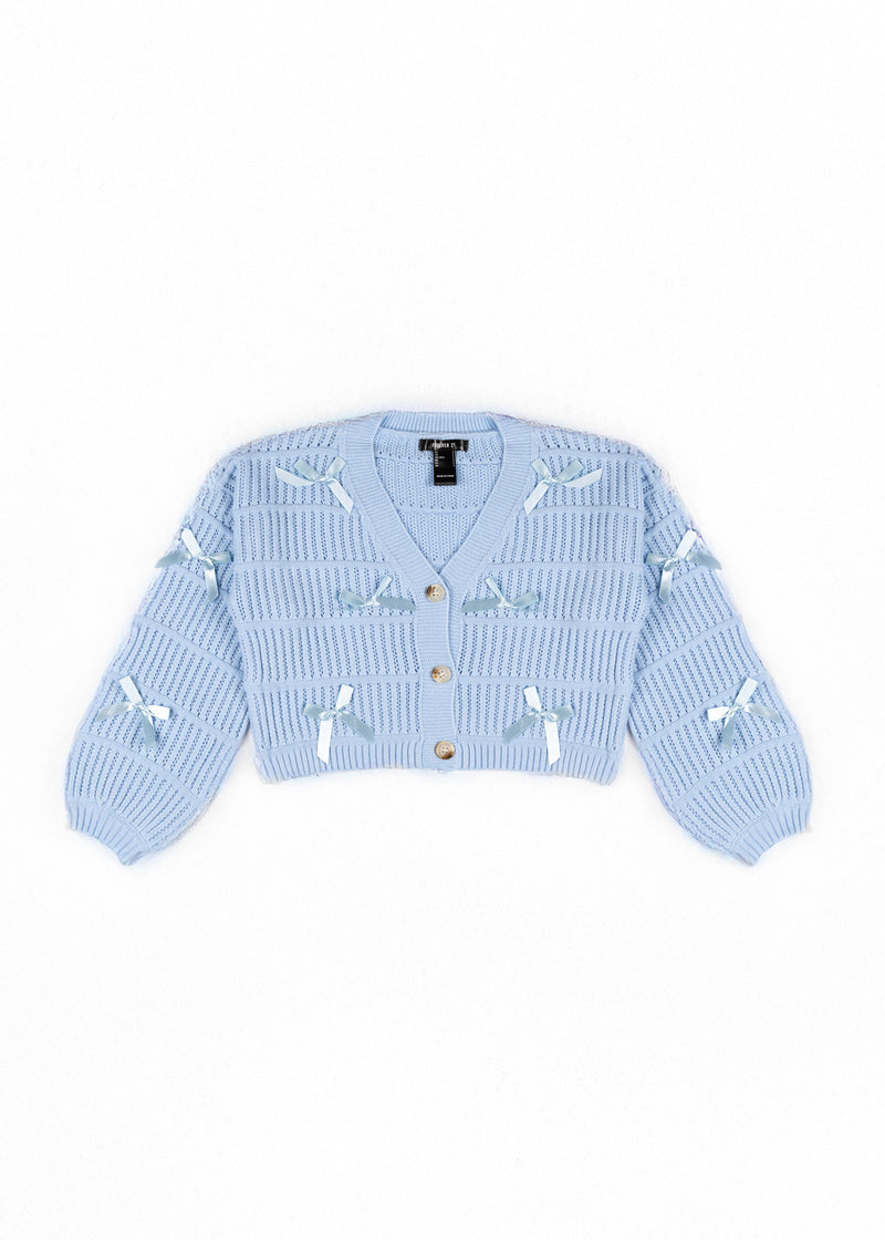 Ribbon Bow Cropped Cardigan Sweater