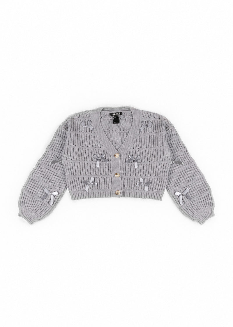 Ribbon Bow Cropped Cardigan Sweater