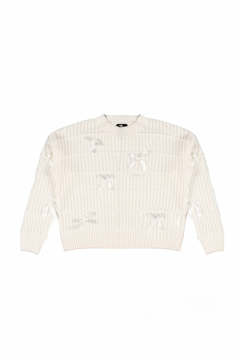Ribbon Bow Cropped Sweater