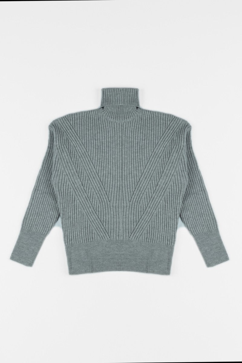 Chunky Ribbed Turtleneck Sweater