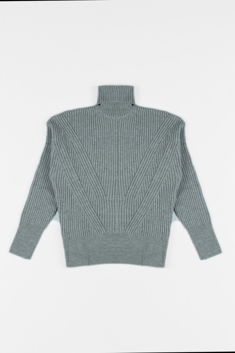 Chunky Ribbed Turtleneck Sweater