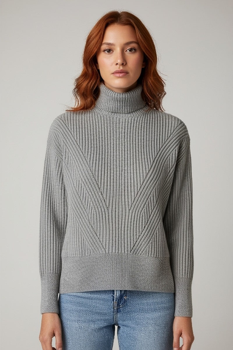 Chunky Ribbed Turtleneck Sweater