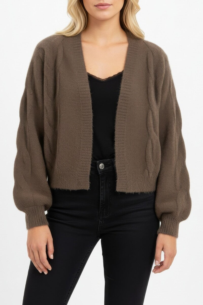 Fuzzy Open-Front Cardigan Sweater