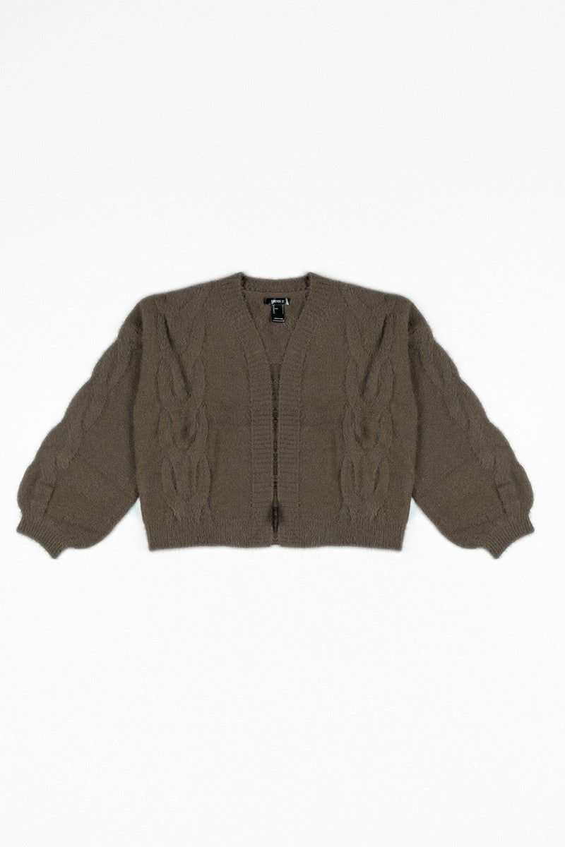 Fuzzy Open-Front Cardigan Sweater