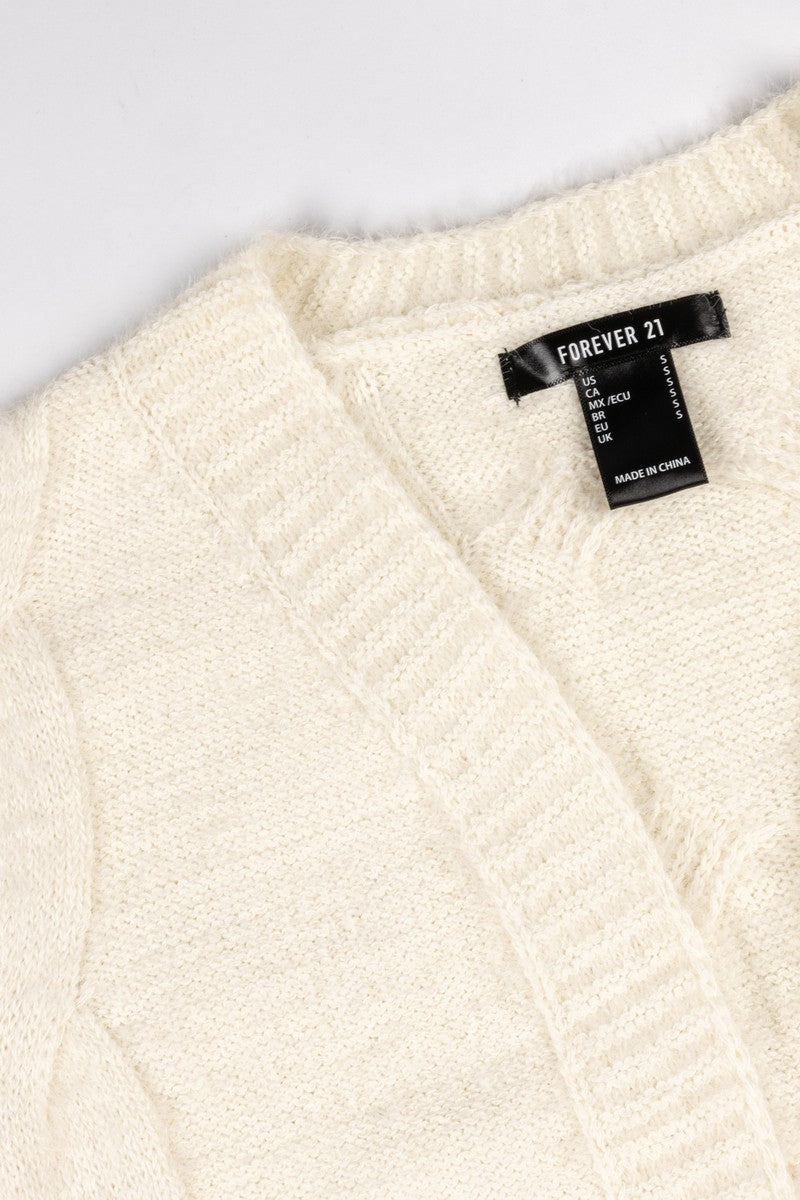 Fuzzy Open-Front Cardigan Sweater