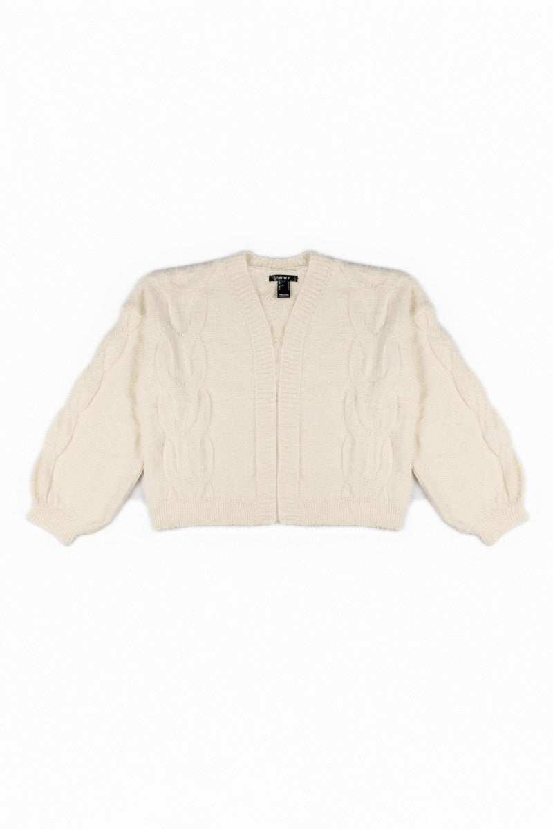 Fuzzy Open-Front Cardigan Sweater