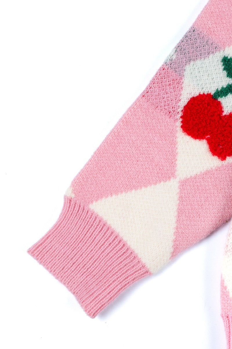 Argyle Cherry Knit Sweater