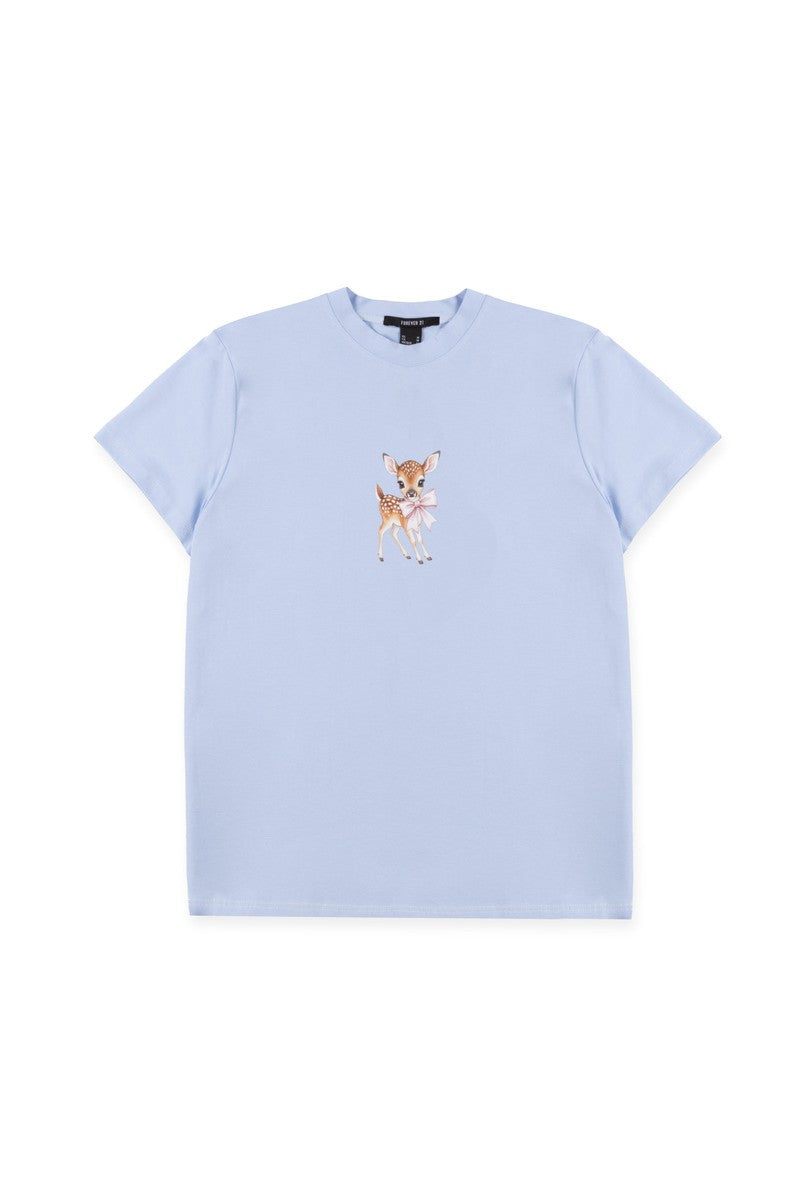 Deer Graphic Tee & Plaid Shorts Pajama Set
