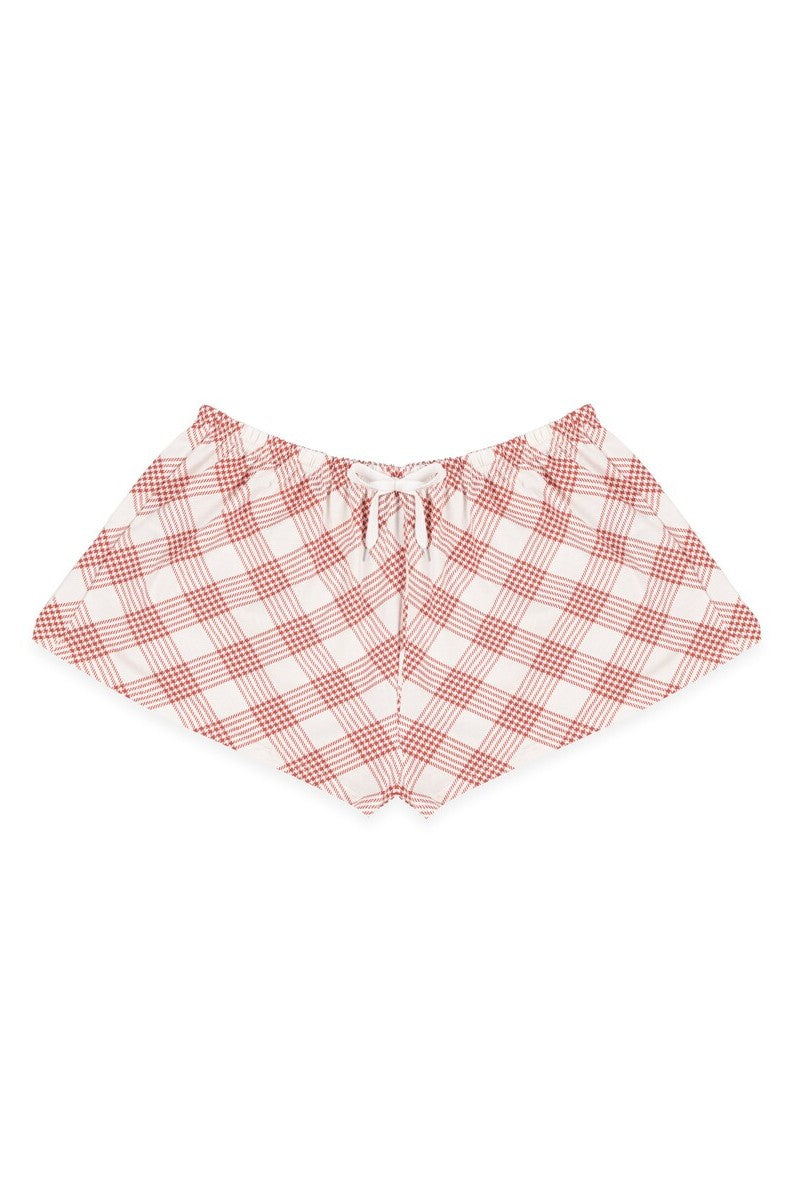Cat Graphic Tee & Plaid Shorts Pajama Set
