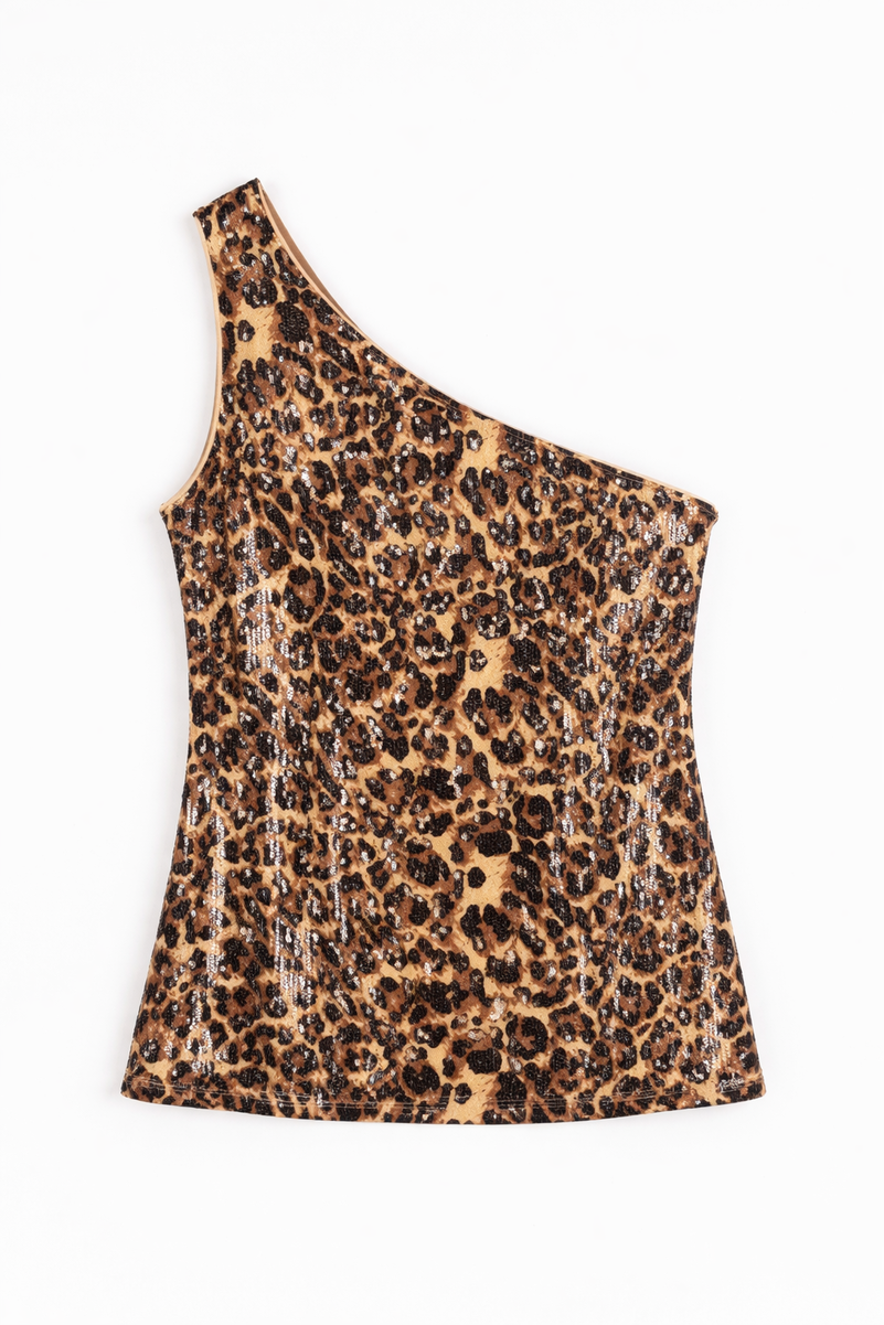 Sequin One-Shoulder Top