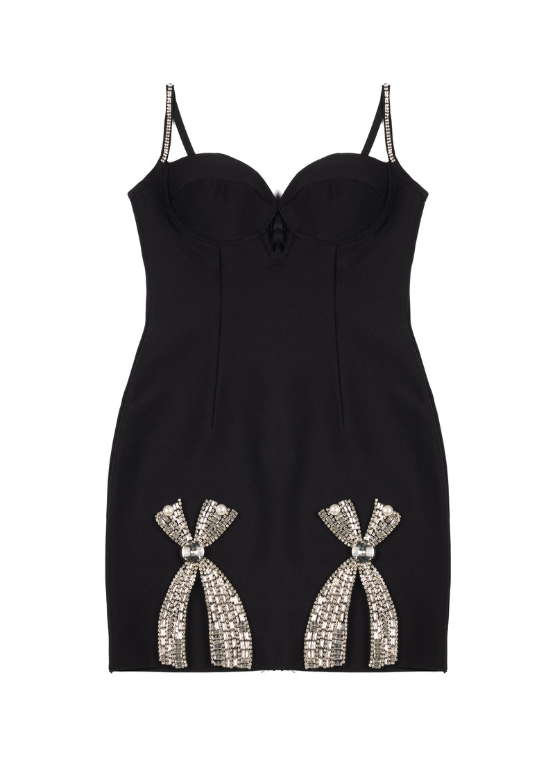 Rhinestone Bow Sweetheart Bodycon Mini Dress