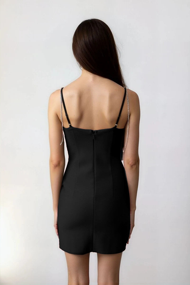 Rhinestone Bow Sweetheart Bodycon Mini Dress