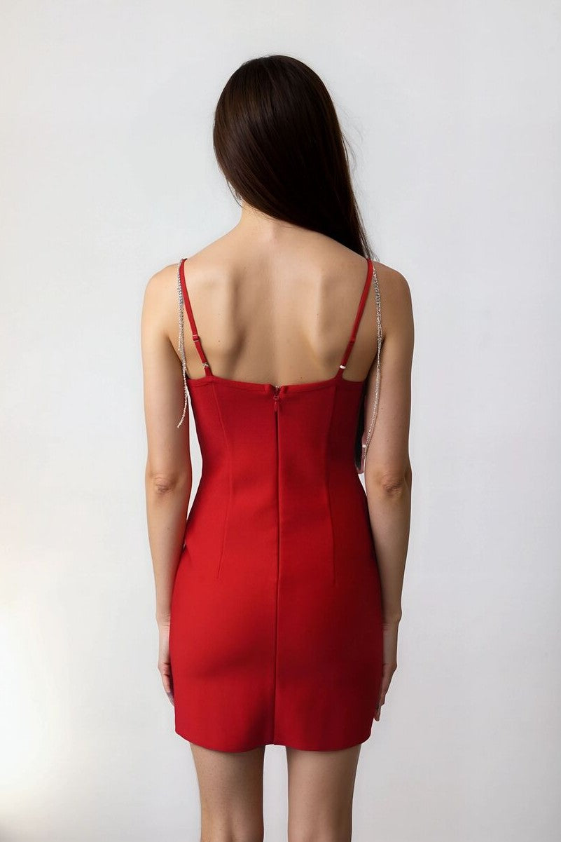 Rhinestone Bow Sweetheart Bodycon Mini Dress