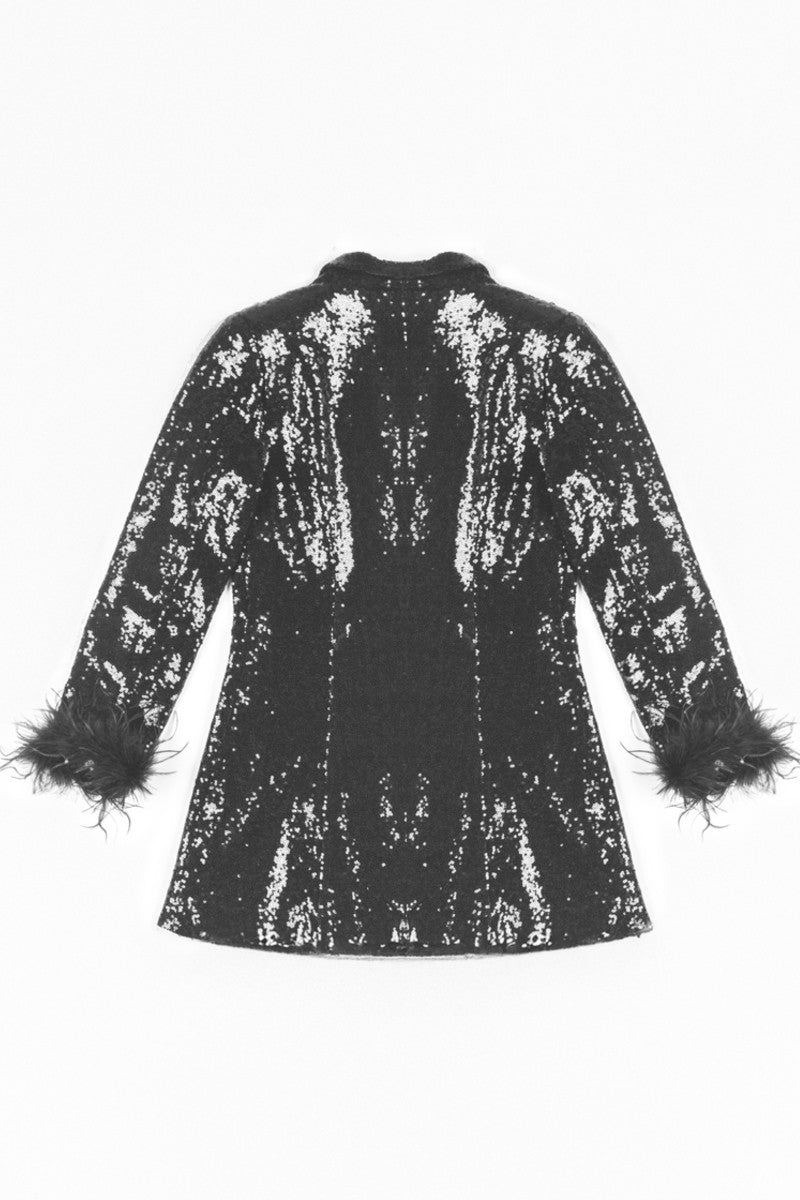 Sequin Feather-Trim Blazer