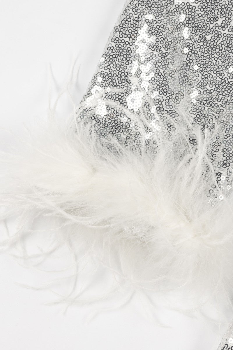 Sequin Feather-Trim Blazer