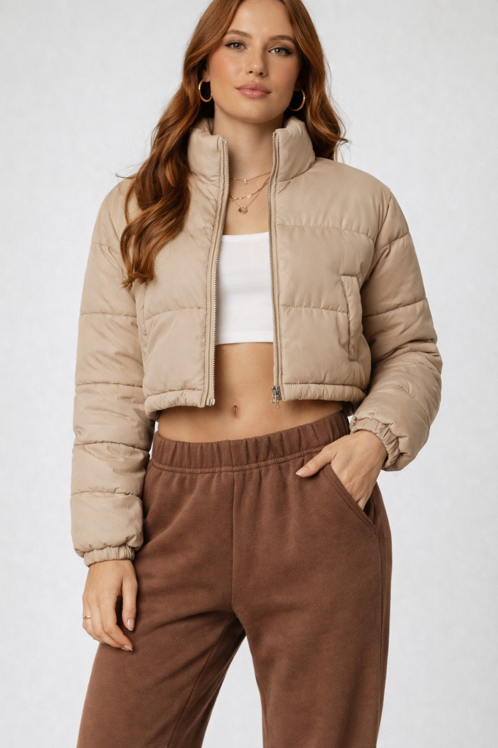 Cropped Quilted Puffer Jacket