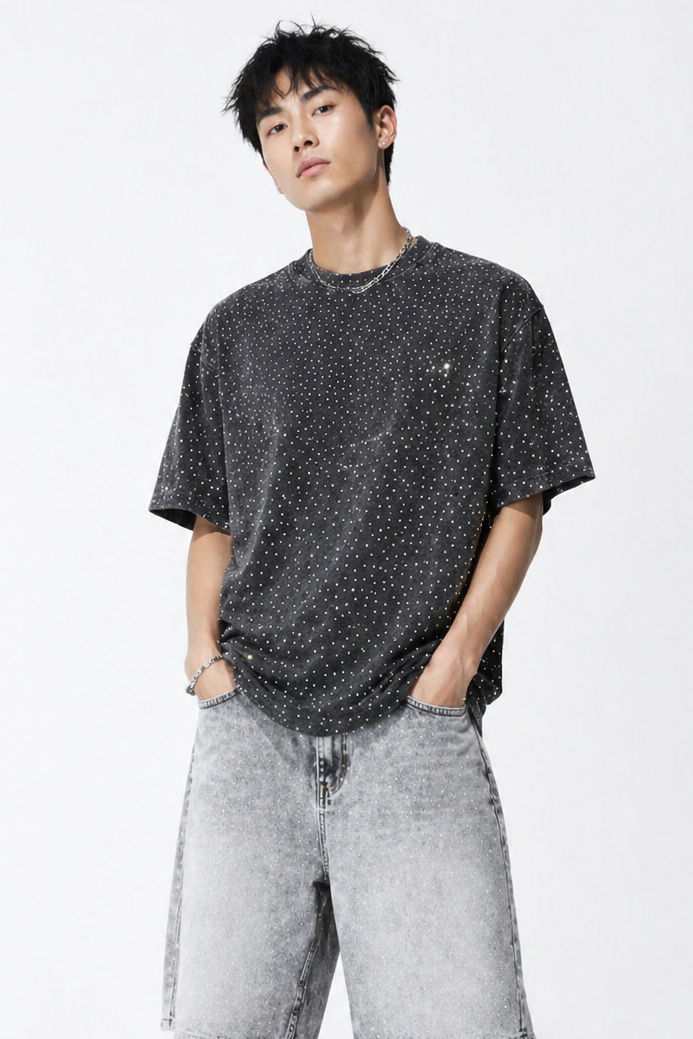 Studded Cotton Crew Tee