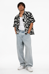 Zebra Print Button-Front Shirt