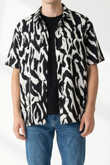 Zebra Print Button-Front Shirt