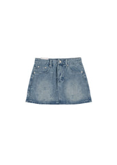 Cherry Embroidered Denim Mini Skirt