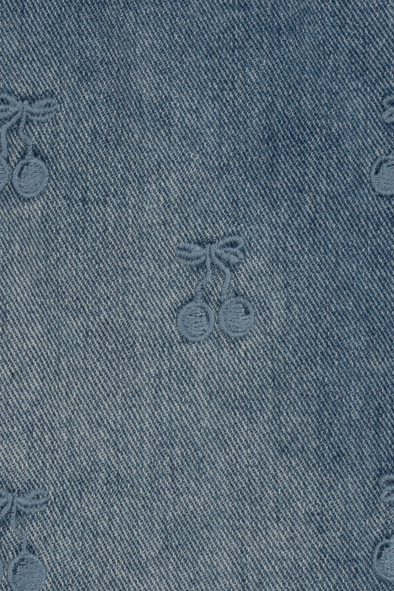 Cherry Embroidered Denim Mini Skirt