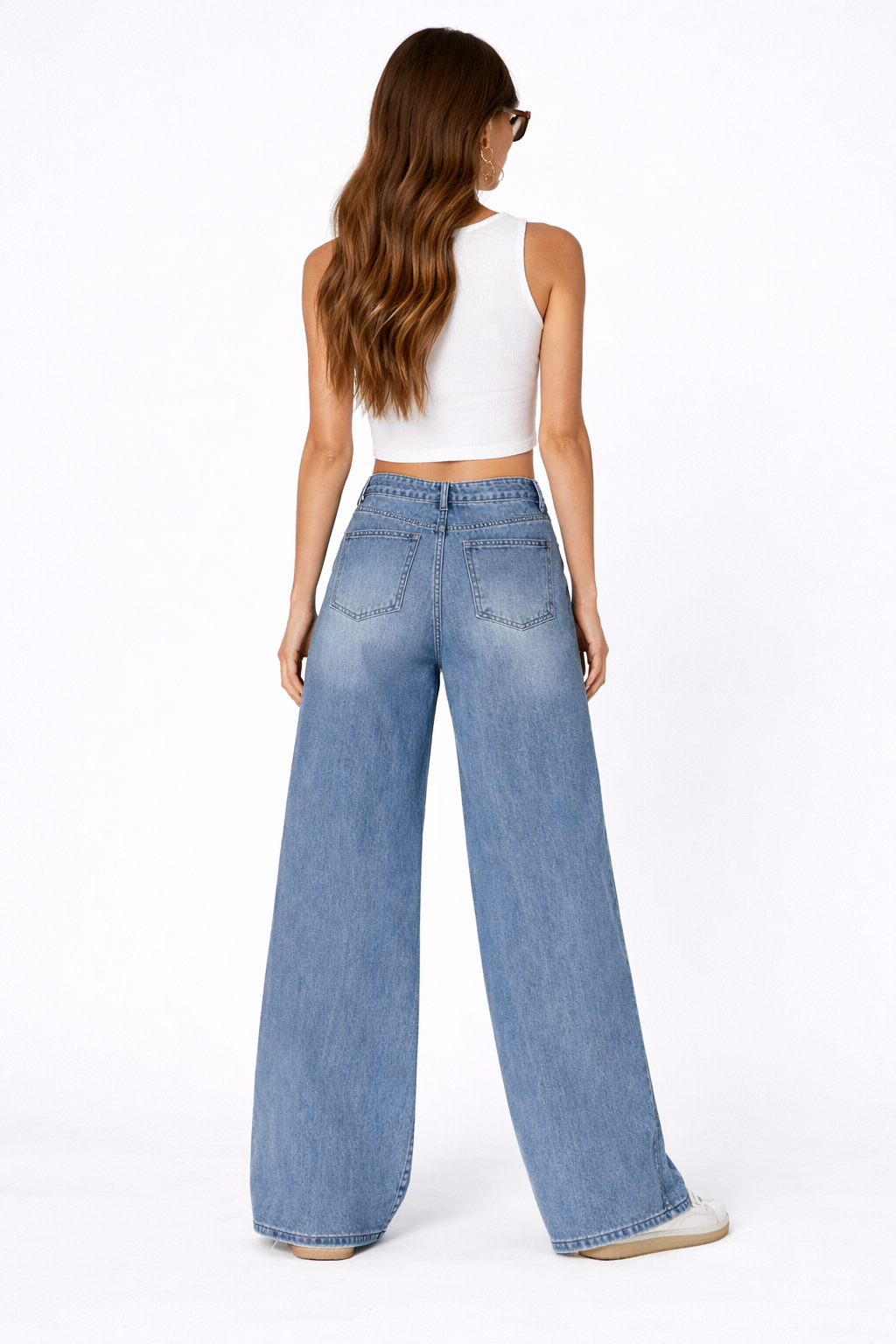 Wide-Leg Rhinestone Jeans