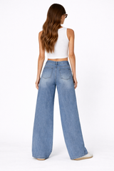 Wide-Leg Rhinestone Jeans