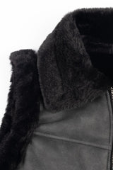 Faux Leather & Shearling Vest