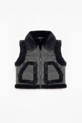Faux Leather & Shearling Vest