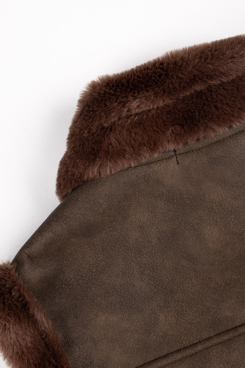 Faux Leather & Shearling Vest