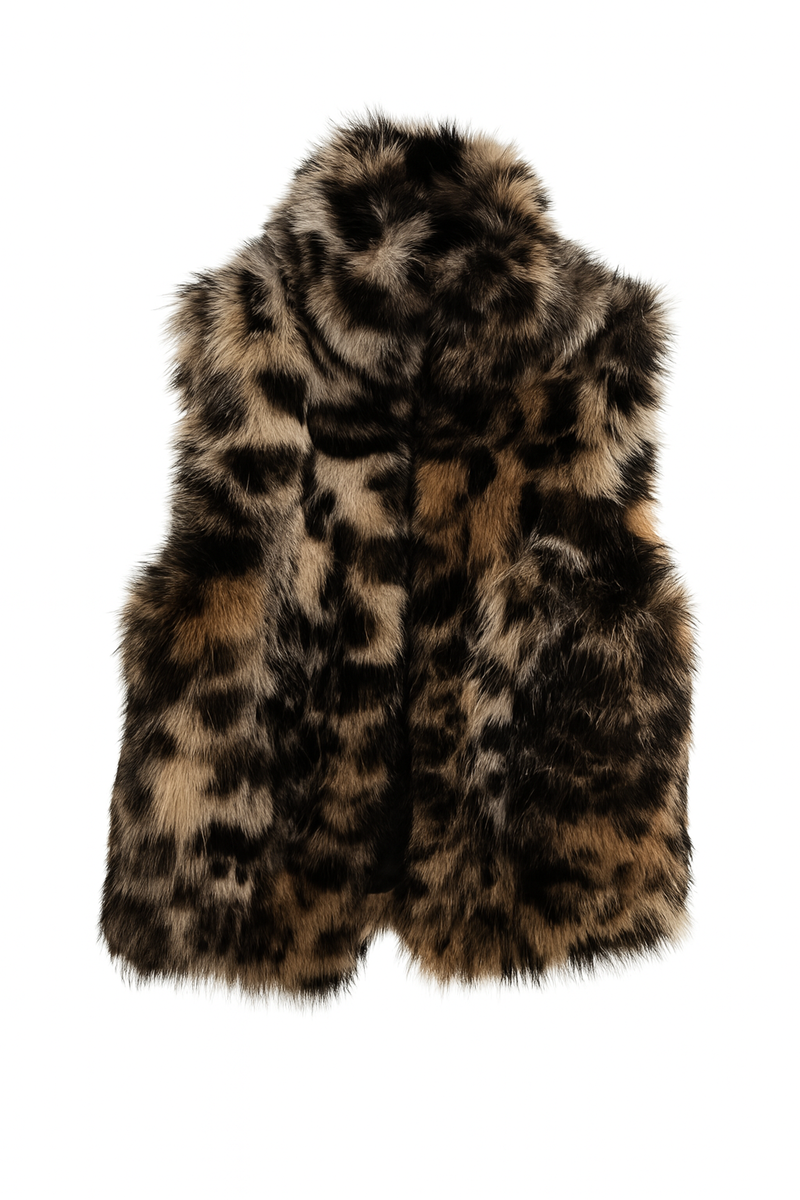 Leopard Print Faux Fur Vest