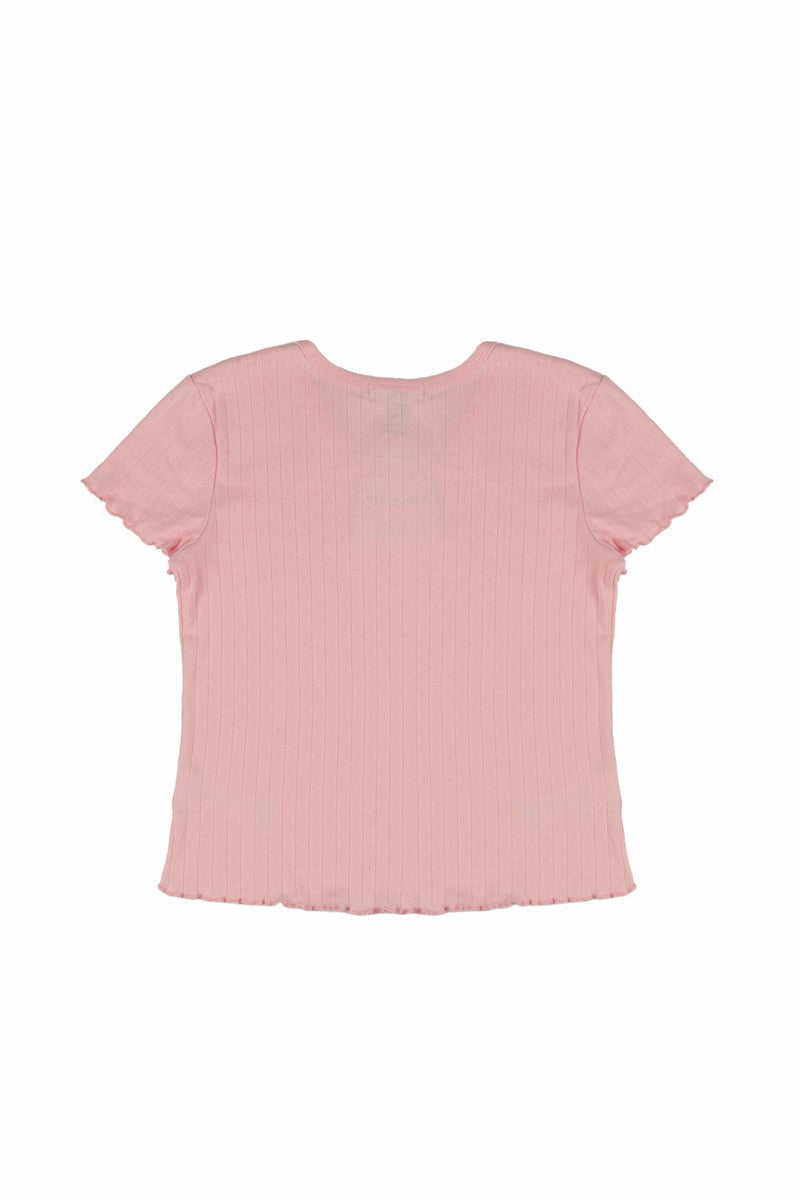 Ribbed Lettuce-Edge Henley Tee
