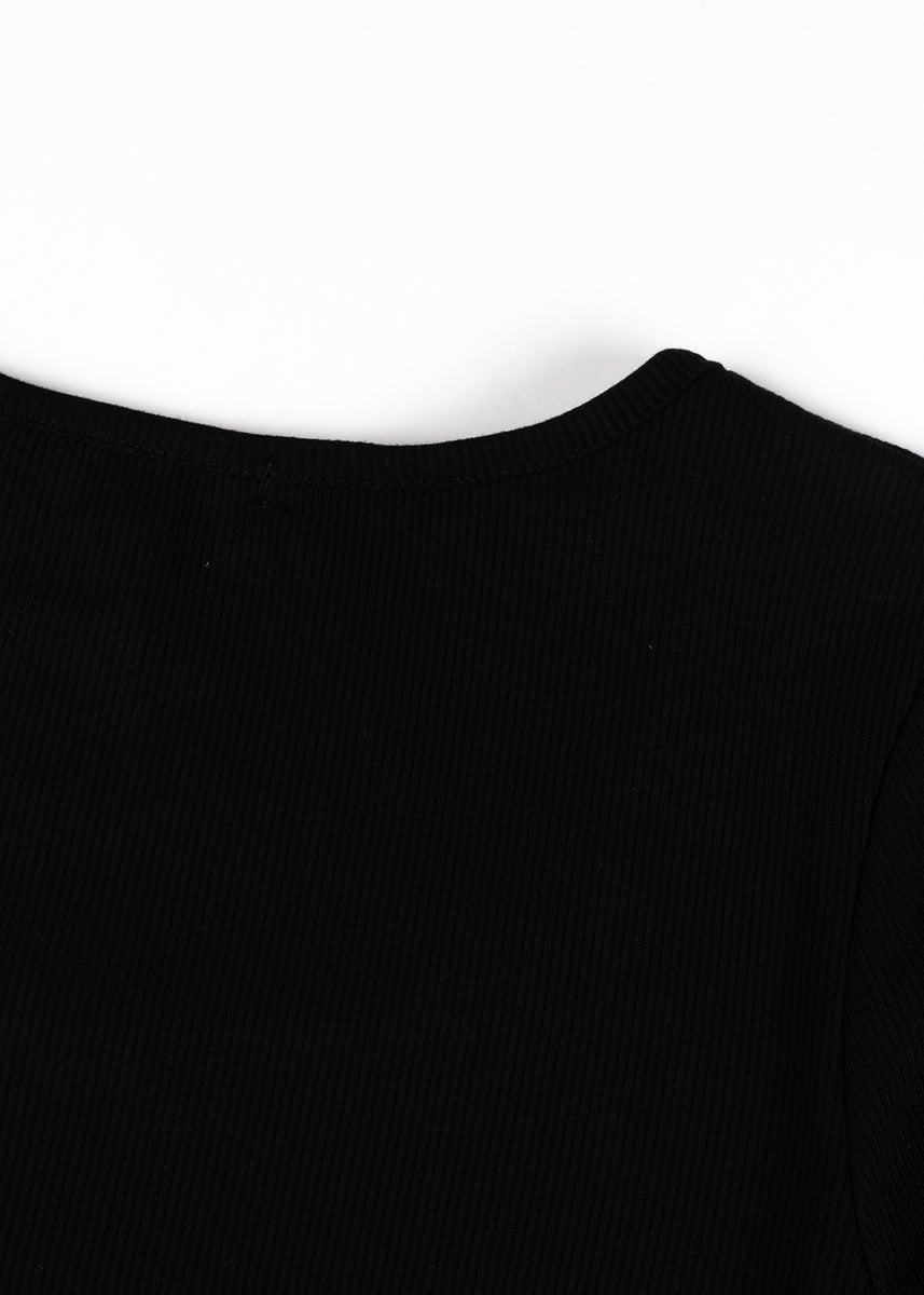 Ribbed Lace-Trim Bow Top