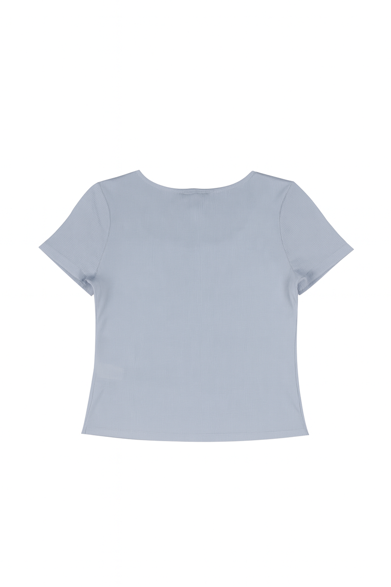 Ribbed Lace-Trim Bow Top