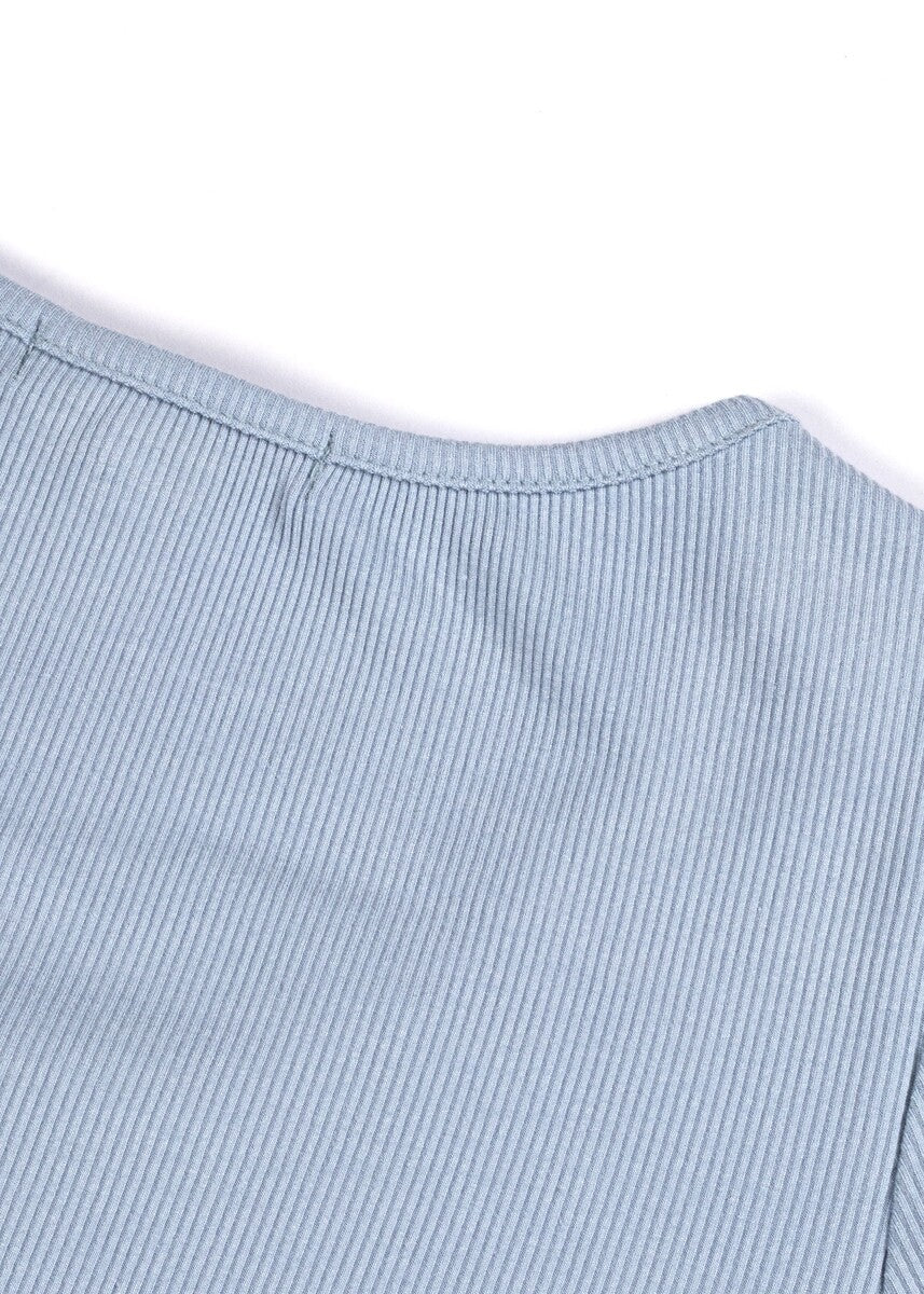 Ribbed Lace-Trim Bow Top