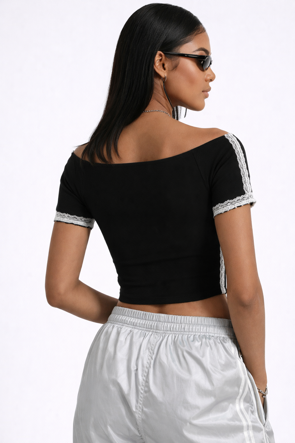 Lace-Up Raglan Cropped Tee